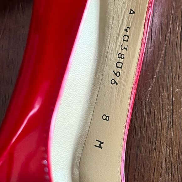 Stuart Weitzman Cherry Red Patent Peep toe Heels 8M - Picture 3 of 14